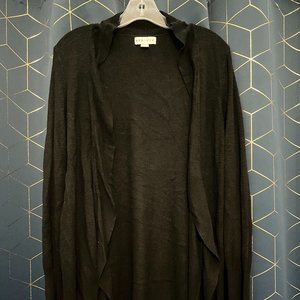 Ava & Viv Black Open Front Rounded Flowy Cardigan